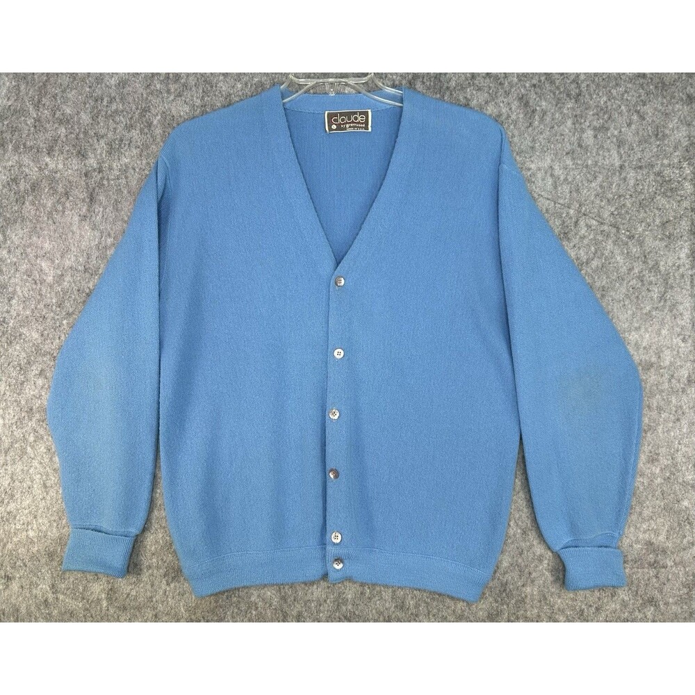 Claude By Brentwood Acrylic Blue Cardigan Sweater Grandpa Large